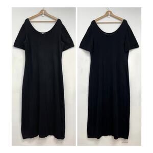 Peruvian Connection Knit Double Scoop Pima Cotton Short Sleeve Maxi Dress XL